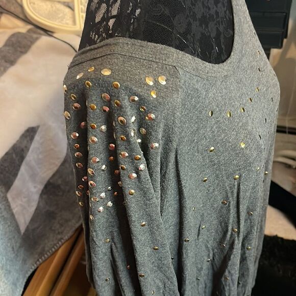 Plus size xxl grace elememts western boho grey gold silver stud bling - Picture 3 of 8